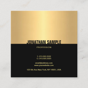 Cooles Schwarz-Gold-Template Elegant Modernes Quadratische Visitenkarte