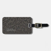 Cooles Schwarz-Grauen-Geparden-Monogramm Gepäckanhänger (Vorderseite horizontal)