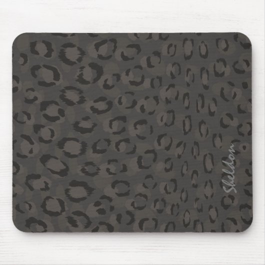 Cooles Schwarz-Grauen-Geparden-Monogramm Mousepad (Vorne)