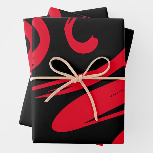 Cooles Schwarz-Rot-Geschenkpapier Geschenkpapier Set (Beispiel)