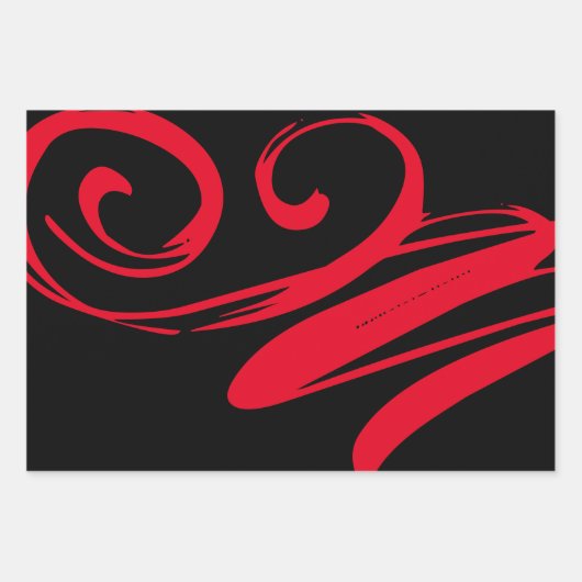 Cooles Schwarz-Rot-Geschenkpapier Geschenkpapier Set (Vorderseite)