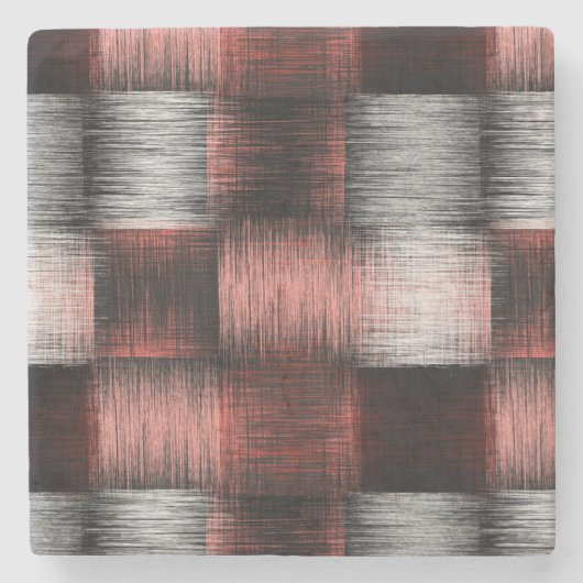 Cooles Schwarz-Rot-Prüfbrett-Muster Steinuntersetzer (Vorderseite)