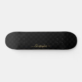 Cooles Schwarz-Schachbrettmuster-Monogramm Skateboard (Horizontal)