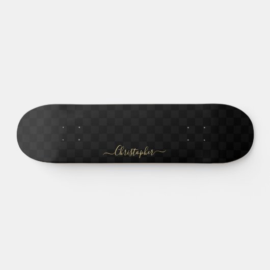 Cooles Schwarz-Schachbrettmuster-Monogramm Skateboard (Horizontal)