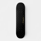 Cooles Schwarz-Schachbrettmuster-Monogramm Skateboard (Vorne)