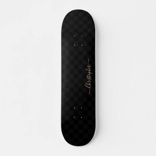 Cooles Schwarz-Schachbrettmuster-Monogramm Skateboard (Vorne)