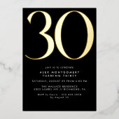 Cooles Schwarz und Gold | Frauen oder Männer 30. G Folieneinladung (Vorderseite)