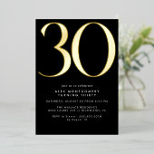 Cooles Schwarz und Gold | Frauen oder Männer 30. G Folieneinladung (Stehend vorne)