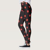 Cooles Schwarz-und Rot-Polka-Punktmuster-Leggings Leggings (Links)