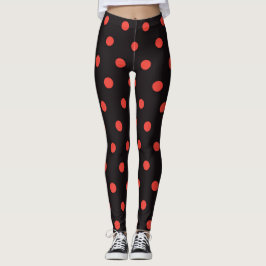 Cooles Schwarz-und Rot-Polka-Punktmuster-Leggings Leggings