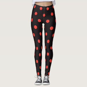 Cooles Schwarz-und Rot-Polka-Punktmuster-Leggings Leggings