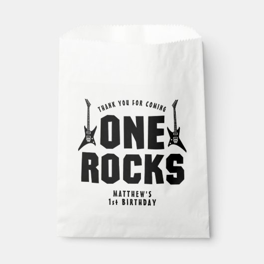 Cooles Schwarz und Weiß Einerige Rocks 1. Geburtst Geschenktütchen (Vorderseite)