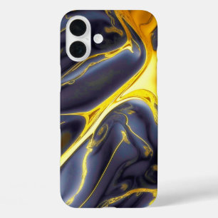 Cooles, schwarz-vergoldetes Marmoröl texturiert iPhone 16 Plus Hülle