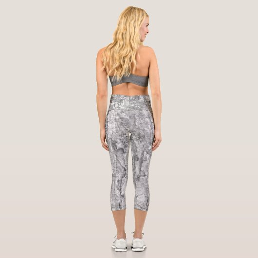 Cooles Schwarz-Weiß-Baum Barkegel Naturmuster Capri Leggings (Rückseite)