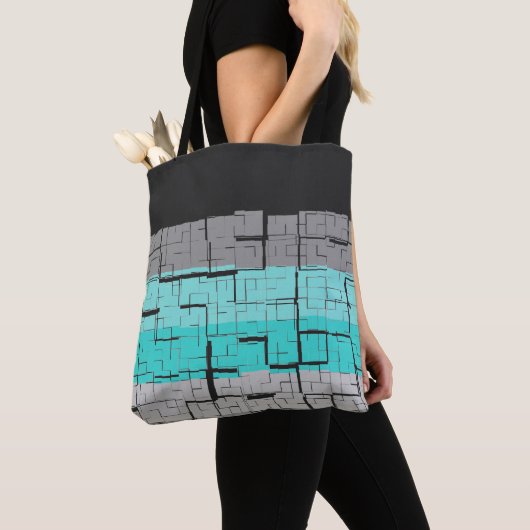 Cooles Schwarz-weiß-Grau-Blaumuster Tasche (Von Nahem)