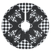 Cooles Schwarz-Weiß-Markierungsmuster Polyester Weihnachtsbaumdecke (Vorderseite)