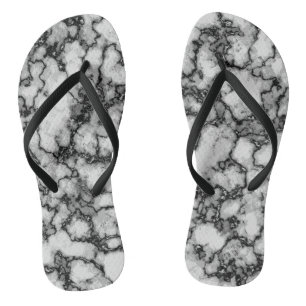 COOLES Schwarz-Weiß-Marmor-Muster Badesandalen