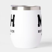 Cooles Schwarz-Weiß-Modernes Monogramm Bester Vate (Rechts)