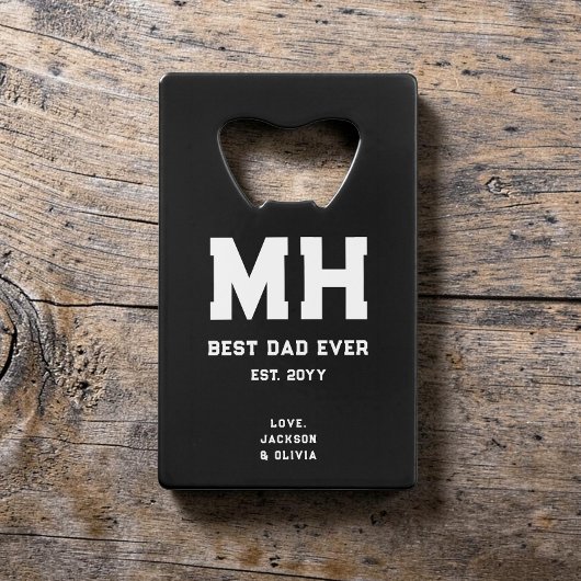Cooles Schwarz-Weiß-Modernes Monogramm Bester Vate Geldbeutel Flaschenöffner