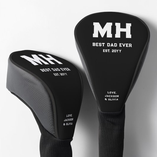 Cooles Schwarz-Weiß-Modernes Monogramm Bester Vate Golf Headcover