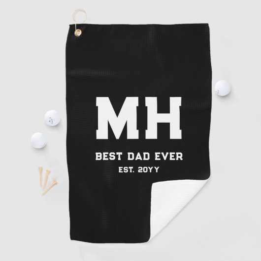 Cooles Schwarz-Weiß-Modernes Monogramm Bester Vate Golfhandtuch (Insitu)