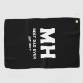 Cooles Schwarz-Weiß-Modernes Monogramm Bester Vate Golfhandtuch (Horizontal)