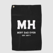 Cooles Schwarz-Weiß-Modernes Monogramm Bester Vate Golfhandtuch (Vorderseite)
