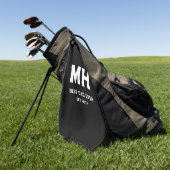 Cooles Schwarz-Weiß-Modernes Monogramm Bester Vate Golfhandtuch (Gras)