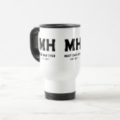 Cooles Schwarz-Weiß-Modernes Monogramm Bester Vate Reisebecher (Vorderseite Links)