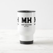 Cooles Schwarz-Weiß-Modernes Monogramm Bester Vate Reisebecher (Mittel)