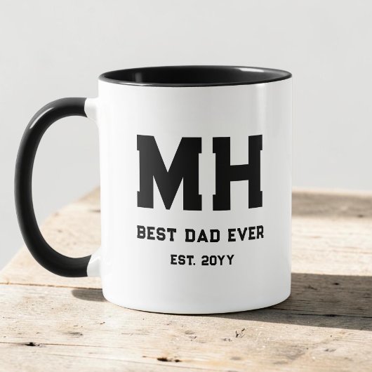 Cooles Schwarz-Weiß-Modernes Monogramm Bester Vate Tasse
