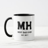 Cooles Schwarz-Weiß-Modernes Monogramm Bester Vate Tasse (Links)