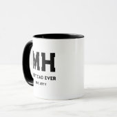 Cooles Schwarz-Weiß-Modernes Monogramm Bester Vate Tasse (Vorderseite Links)