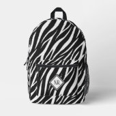 Cooles Schwarz-Weiß-Muster Zebra Print Monogram Bedruckter Rucksack (Vorderseite)