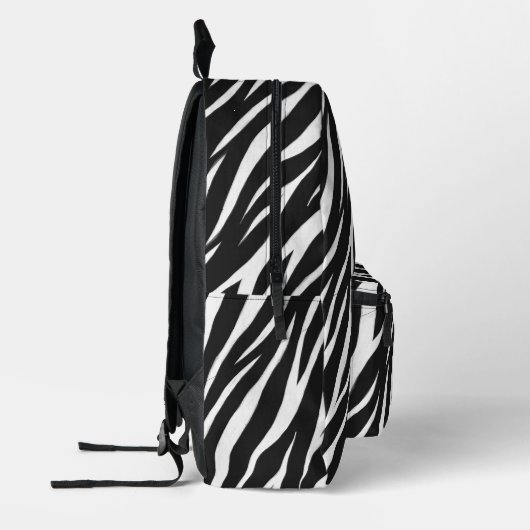 Cooles Schwarz-Weiß-Muster Zebra Print Monogram Bedruckter Rucksack (Links)