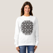 Cooles Schwarz-Weiß-Pilz-Botanisches Mandala Sweatshirt (Vorne ganz)