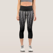 Cooles Schwarz-Weiß-Streifenmuster Capri Leggings (Vorderseite)