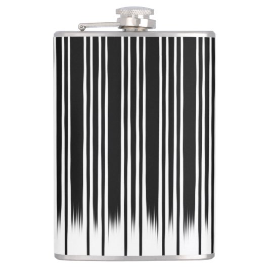 Cooles Schwarz-Weiß-Streifenmuster Flachmann (Vorderseite)