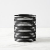 Cooles Schwarz-Weiß-Streifenmuster Tasse (Zentrum)