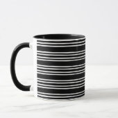 Cooles Schwarz-Weiß-Streifenmuster Tasse (Links)
