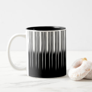Cooles Schwarz-Weiß-Streifenmuster Zweifarbige Tasse