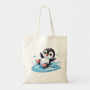 Cooles Schwarz-Weiß-Surfen Panda Kunstdrucken Tragetasche