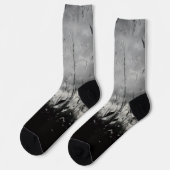 Cooles Schwarz-Weiß-Wasser fällt abstrakt ab Socken (Linkes Detail)