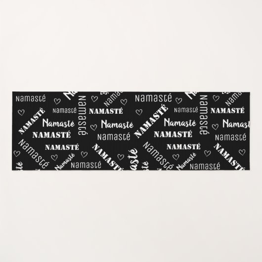 Cooles Schwarz-Weiß-Wort Art Custom Text Namasté Yogamatte (Vorderseite (Horizontal))