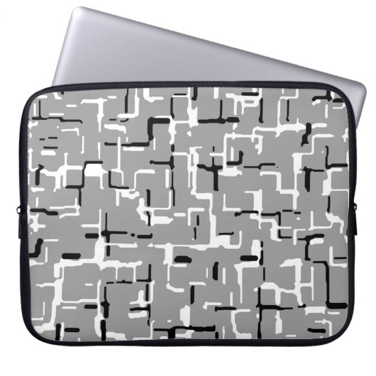 Cooles Schwarz-weißes Graumuster Laptopschutzhülle (Vorderseite)