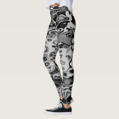 Cooles Schwarz-weißes Graumuster Leggings (Links)