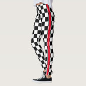 Cooles Schwarz-weißes Markierungsfeld Red Strip Leggings (Links)