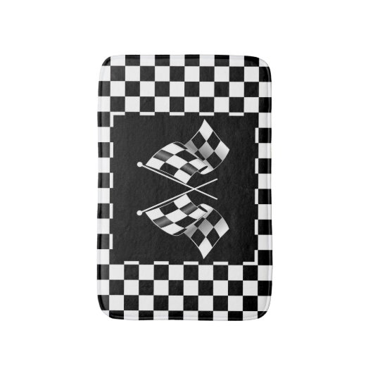 Cooles schwarz-weißes Markierungsmuster Badematte (Vorderseite Vertikal)