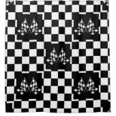 Cooles schwarz-weißes Markierungsmuster Duschvorhang (Vorderseite)