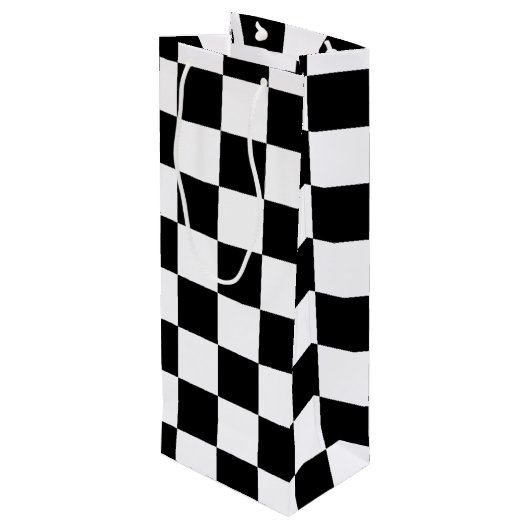 Cooles schwarz-weißes Markierungsmuster Geschenktüte Für Weinflaschen (Rückseite Schrägansicht)